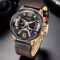 LIGE 2023 Leather Chronograph Waterproof Sport Watch