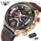 LIGE 2023 Leather Chronograph Waterproof Sport Watch