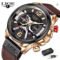 LIGE 2023 Leather Chronograph Waterproof Sport Watch