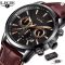 LIGE 2023 Leather Chronograph Waterproof Sport Watch
