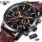 LIGE 2023 Leather Chronograph Waterproof Sport Watch