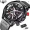 LIGE 2023 Leather Chronograph Waterproof Sport Watch