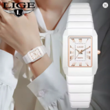 LIGE 2026 Ceramic Quartz Waterproof Women’s Luxury Watch