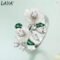 Laya 925 Silver Flower Enamel Ring Green Leaf