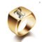 Men Gold Initial Stainless Steel Ring