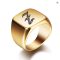 Men Gold Initial Stainless Steel Ring
