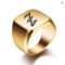 Men Gold Initial Stainless Steel Ring