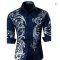 Men’s 3D Flame Print Long Sleeve Casual Shirt