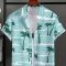 Men’s Hawaiian Grid Short Sleeve Flap Collar Shirt