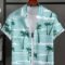 Men’s Hawaiian Grid Short Sleeve Flap Collar Shirt
