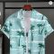 Men’s Hawaiian Grid Short Sleeve Flap Collar Shirt