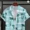 Men’s Hawaiian Grid Short Sleeve Flap Collar Shirt