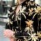 Men’s Lion Palm Graphic Long Sleeve Button Shirt