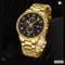 Men's Quartz Watch Calendar Watch Bracelet Set Gold
