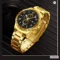 Men's Quartz Watch Calendar Watch Bracelet Set Gold