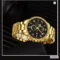 Men's Quartz Watch Calendar Watch Bracelet Set Gold