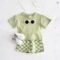 Newborn Baby Cotton Short-Sleeve Checkerboard Summer Outfit Set
