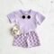 Newborn Baby Cotton Short-Sleeve Checkerboard Summer Outfit Set
