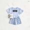 Newborn Baby Cotton Short-Sleeve Checkerboard Summer Outfit Set