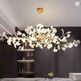 Nordic Ceramic LED Ginkgo Leaf Chandelier Modern Light