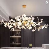 Nordic Ceramic LED Ginkgo Leaf Chandelier Modern Light