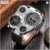 OULM Multi Dial Watch Leather Watch Outdoor Watch