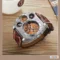 OULM Quartz Watch Leather Strap Sports Watch Men