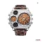 OULM Quartz Watch Leather Strap Sports Watch Men