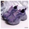 Rhinestone Sneakers Platform Shoes Thick Sole Women Denim