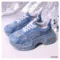 Rhinestone Sneakers Platform Shoes Thick Sole Women Denim