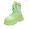 Rimocy Women’s Green Punk Chunky Platform Motorcycle Boots