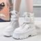 Rimocy Women’s Green Punk Chunky Platform Motorcycle Boots