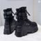 Rimocy Women’s Green Punk Chunky Platform Motorcycle Boots
