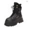 Rimocy Women’s Green Punk Chunky Platform Motorcycle Boots