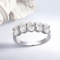 Smyoue 4*6mm Oval Cut Moissanite Ring – 5-Stone Half Eternity Wedding Band