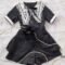 Embroidered Japanese Lolita Shirt Shorts Set