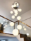 Modern Nordic LED Glass Chandelier for High Ceiling Living Rooms