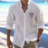 Men’s Hawaiian Grid Short Sleeve Flap Collar Shirt
