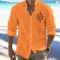 Summer Men’s Linen Flip-over Beach Shirt Long Sleeve