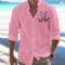 Summer Men’s Linen Flip-over Beach Shirt Long Sleeve