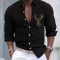 Summer Men’s Linen Flip-over Beach Shirt Long Sleeve