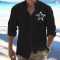 Summer Men’s Linen Flip-over Beach Shirt Long Sleeve