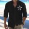 Summer Men’s Linen Flip-over Beach Shirt Long Sleeve