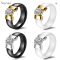 White Black Ceramic Ring Cubic Zirconia Gold Stainless
