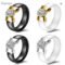 White Black Ceramic Ring Cubic Zirconia Gold Stainless