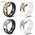 White Black Ceramic Ring Cubic Zirconia Gold Stainless