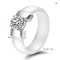 White Black Ceramic Ring Cubic Zirconia Gold Stainless