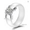 White Black Ceramic Ring Cubic Zirconia Gold Stainless
