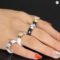 White Black Ceramic Ring Cubic Zirconia Gold Stainless
