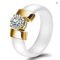White Black Ceramic Ring Cubic Zirconia Gold Stainless